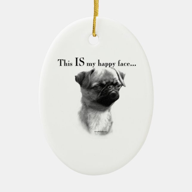 Brussels Griffon Happy Face Ceramic Tree Decoration (Front)