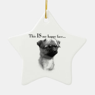 Brussels Griffon Happy Face Ceramic Tree Decoration