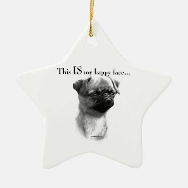 Brussels Griffon Happy Face Ceramic Tree Decoration (Front)