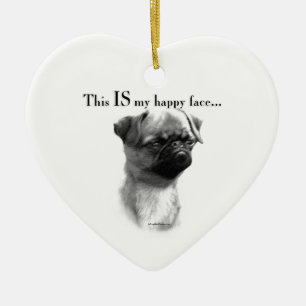 Brussels Griffon Happy Face Ceramic Tree Decoration