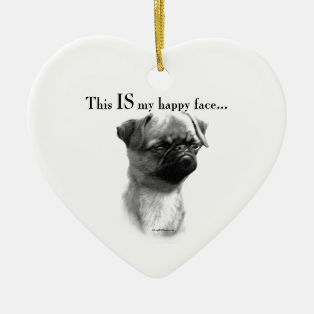 Brussels Griffon Happy Face Ceramic Tree Decoration (Front)