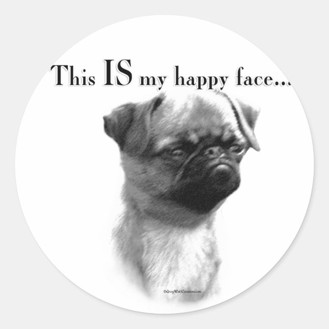 Brussels Griffon Happy Face Classic Round Sticker (Front)