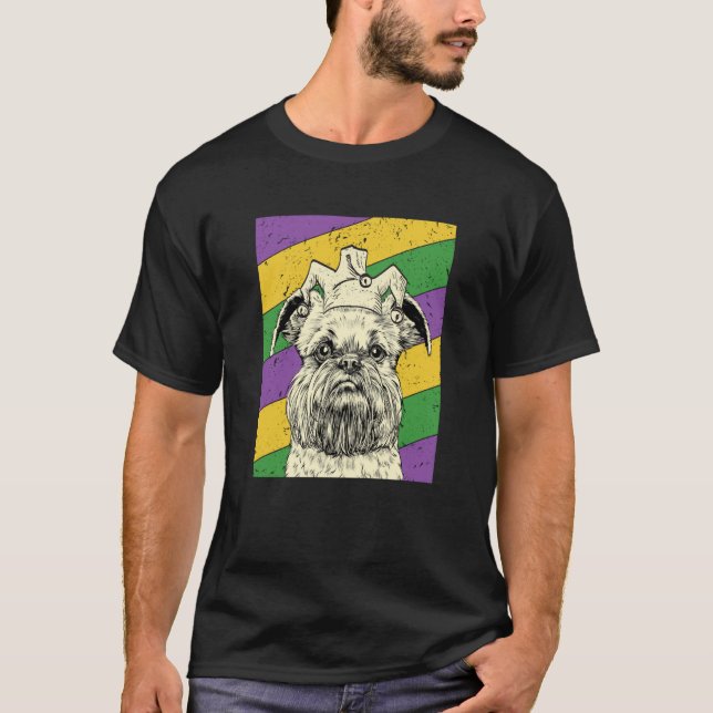 Brussels Griffon Jester Mardi Gras Dog Mom or Dad T-Shirt (Front)