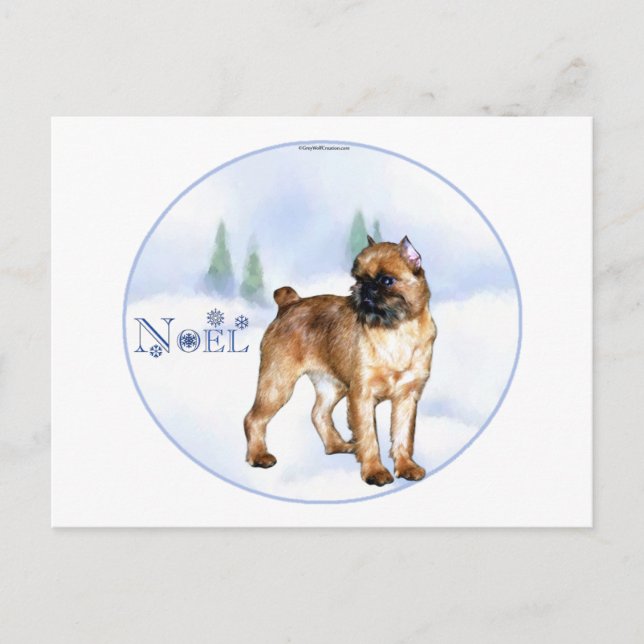 Brussels Griffon Noel Holiday Postcard (Front)