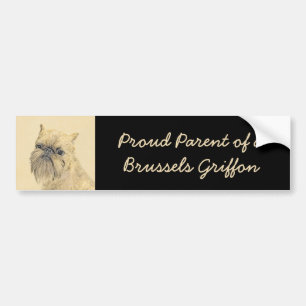 Brussels Griffon Painting - Cute Original Dog Art Bumper Sticker