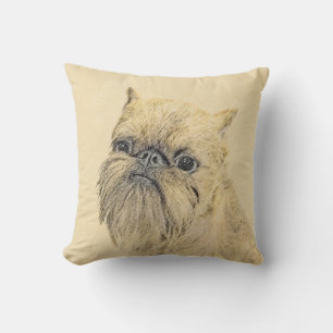 Brussels Griffon Painting - Cute Original Dog Art Cushion