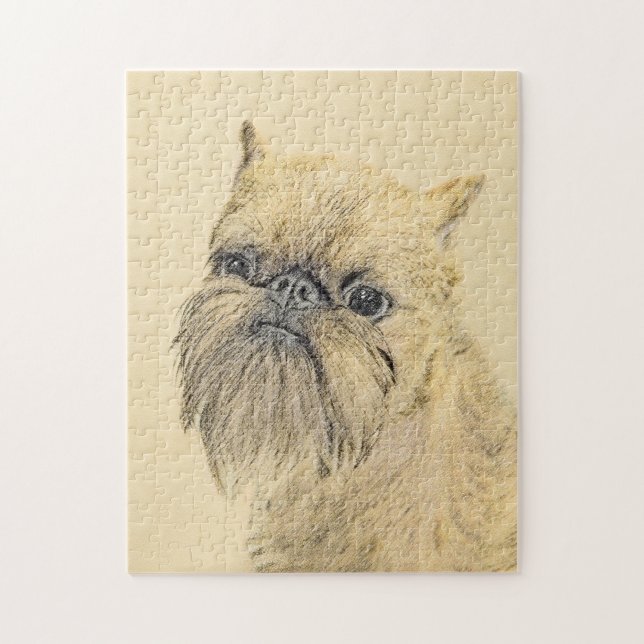 Brussels Griffon Painting - Cute Original Dog Art Jigsaw Puzzle (Vertical)