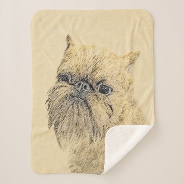 Brussels Griffon Painting - Cute Original Dog Art Sherpa Blanket (Front)