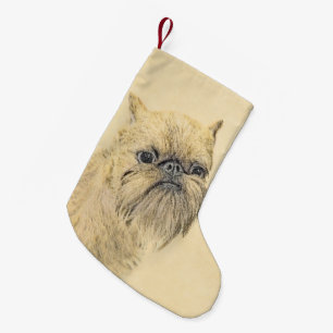 Brussels Griffon Painting - Cute Original Dog Art Small Christmas Stocking