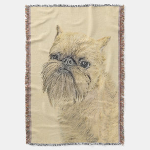 Brussels Griffon Painting - Cute Original Dog Art Throw Blanket