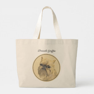 Brussels Griffon Painting Red Rough Cute Dog Art Large Tote Bag