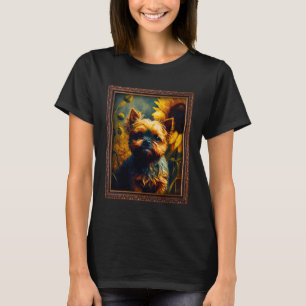 Brussels Griffon Painting Sunflower Flower Mum Wom T-Shirt