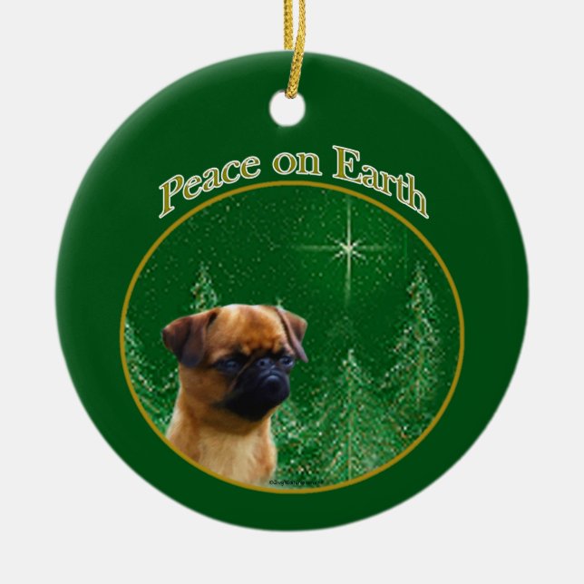 Brussels Griffon Peace Ceramic Tree Decoration (Front)
