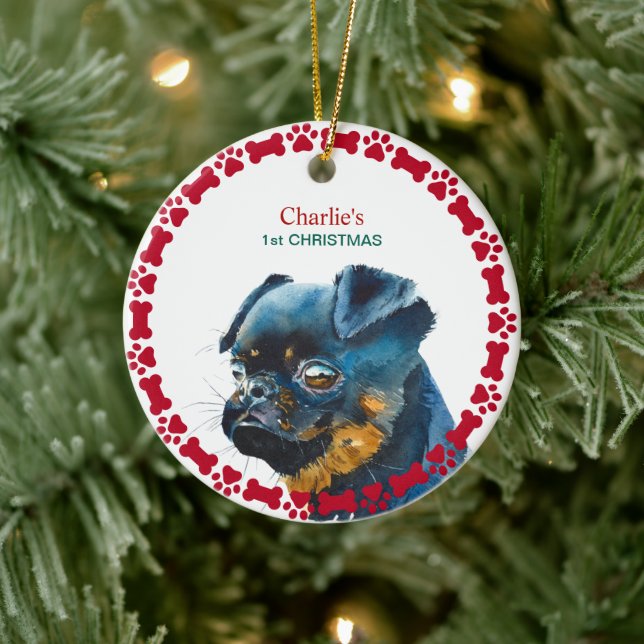 Brussels Griffon Personalised Christmas  Ceramic Tree Decoration (Tree)