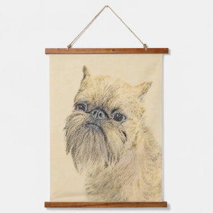 Brussels Griffon Rough Painting - Original Dog Art Hanging Tapestry