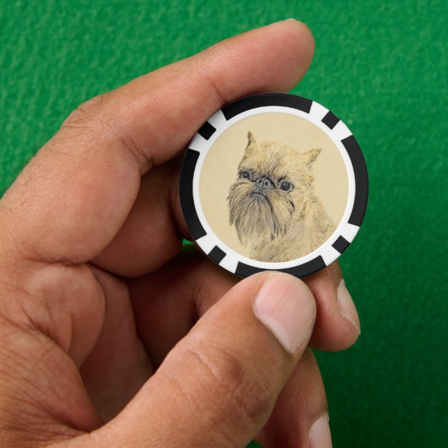 Brussels Griffon Rough Painting - Original Dog Art Poker Chips (Hand)