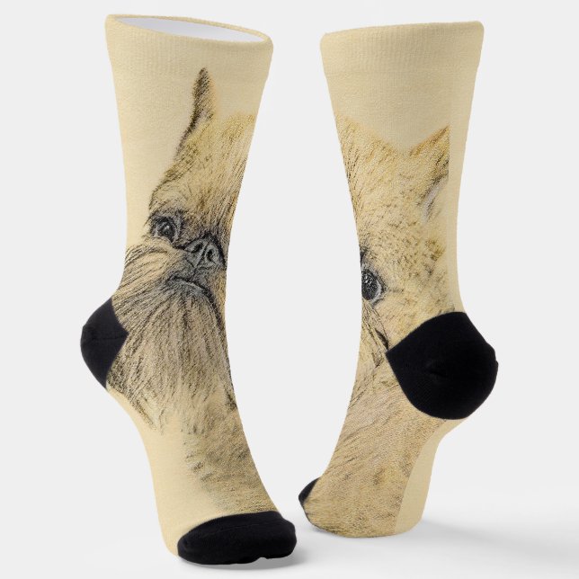 Brussels Griffon Rough Painting - Original Dog Art Socks (Angled)