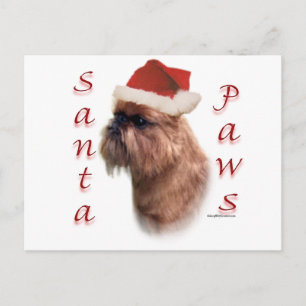 Brussels Griffon Santa Paws Holiday Postcard