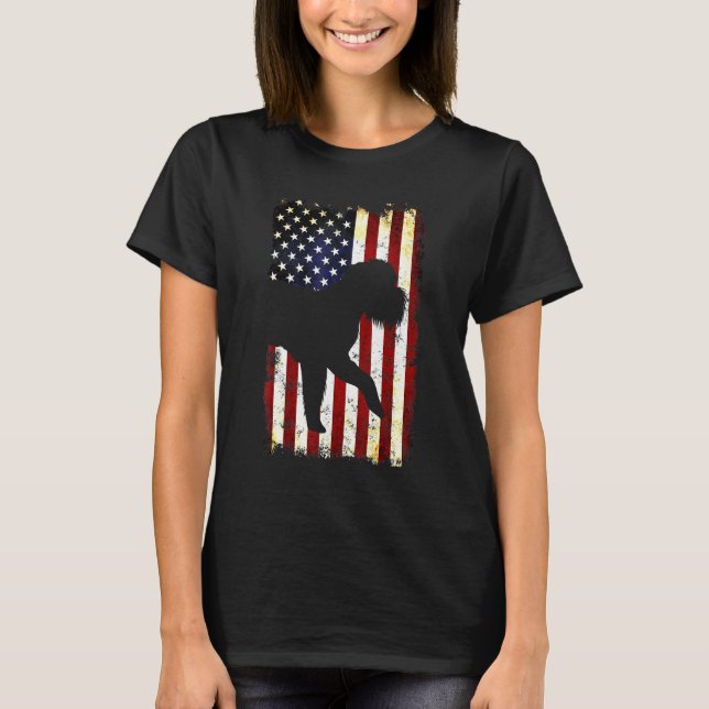 Brussels Griffon Silhouette American Flag 4th Of J T-Shirt (Front)