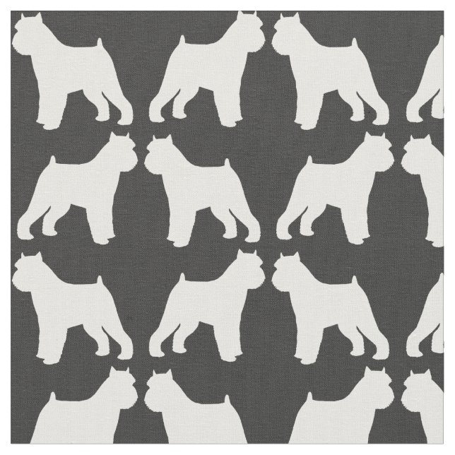 Brussels Griffon Silhouettes Grey and White Fabric (Close Up)