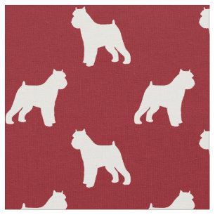 Brussels Griffon Silhouettes Pattern Red Fabric