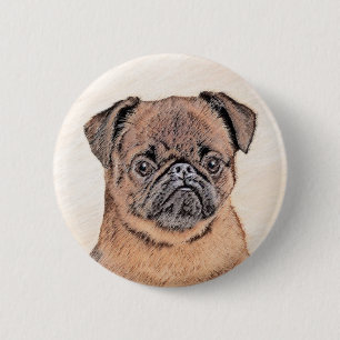 Brussels Griffon Smooth Painting Original Dog Art 6 Cm Round Badge
