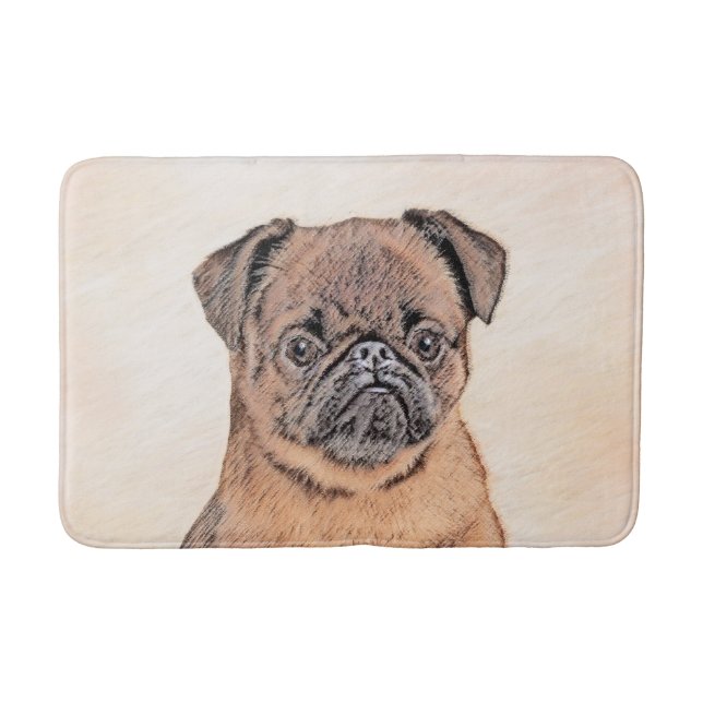 Brussels Griffon Smooth Painting Original Dog Art Bath Mat (Front)