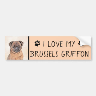 Brussels Griffon Smooth Painting Original Dog Art Bumper Sticker