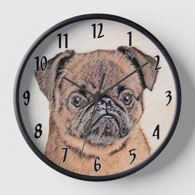 Brussels Griffon Smooth Painting Original Dog Art Clock (Front)