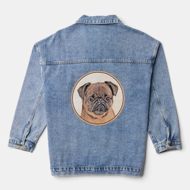 Brussels Griffon Smooth Painting Original Dog Art Denim Jacket (Back)