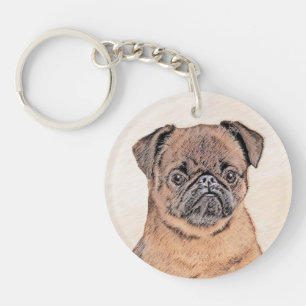 Brussels Griffon Smooth Painting Original Dog Art Key Ring