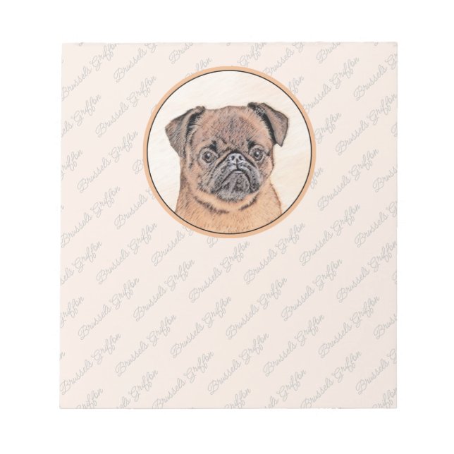 Brussels Griffon Smooth Painting Original Dog Art  Notepad (Front)