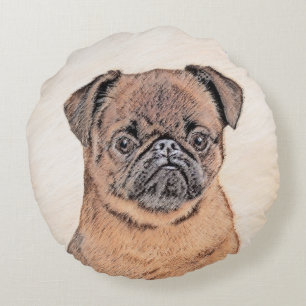 Brussels Griffon Smooth Painting Original Dog Art Round Cushion
