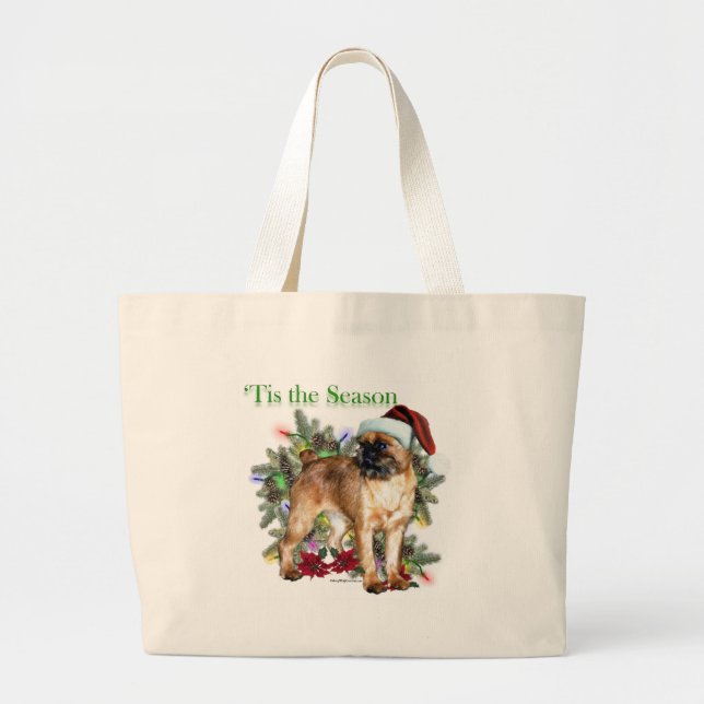Brussels Griffon Tis the Season Large Tote Bag (Front)