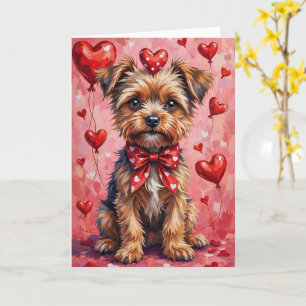 Brussels Griffon Valentine Dog Sitting with Hearts Card