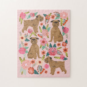 Brussels Griffon Vintage Florals pink Jigsaw Puzzle