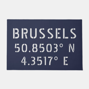 Brussels Latitude Longitude Doormat
