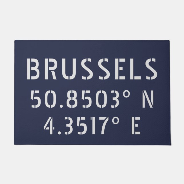 Brussels Latitude Longitude  Doormat (Front)