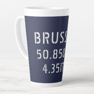 Brussels Latitude Longitude  Latte Mug
