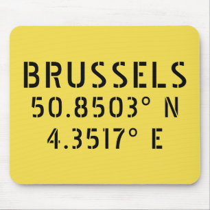 Brussels Latitude Longitude Mouse Mat