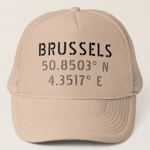 Brussels Latitude Longitude Trucker Hat