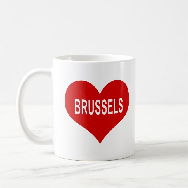 BRUSSELS Red Love Heart Coffee Mug (Left)