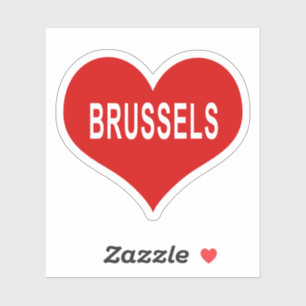 BRUSSELS Red Love Heart Vinyl Sticker