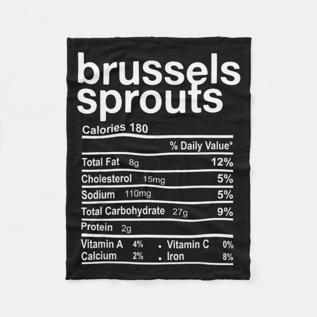 Brussels Sprout Nutrition Facts Funny Thanksgiving Fleece Blanket (Front)
