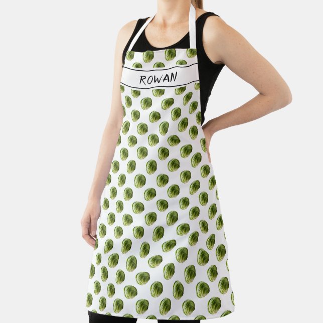 Brussels Sprout Pattern Christmas Personalized Apron (Insitu)