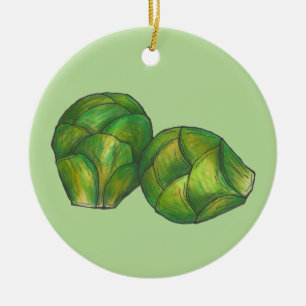 Brussels Sprouts Green Vegetable Vegetarian Garden Ceramic Tree Decoration