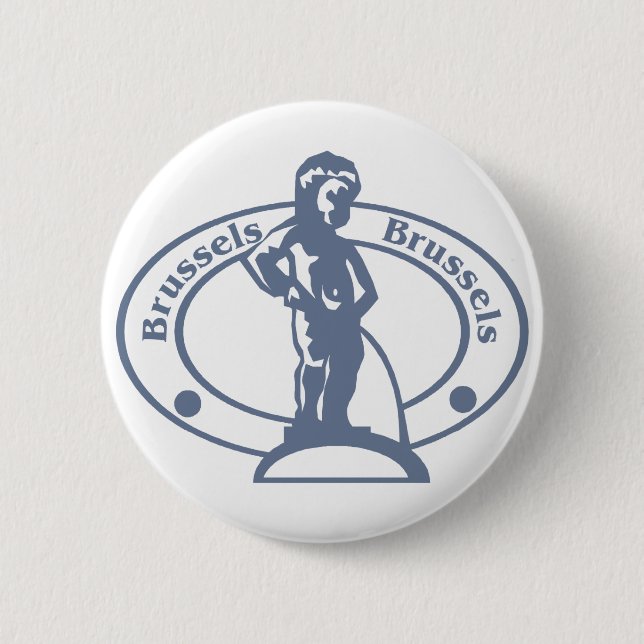 Brussels Stamp 6 Cm Round Badge (Front)
