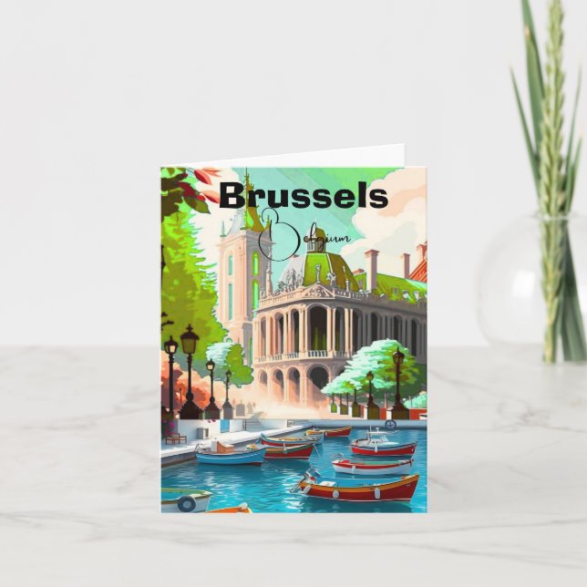 Brussels Travel Art postcard, Belgium Travel Art,  Holiday Card (Front)