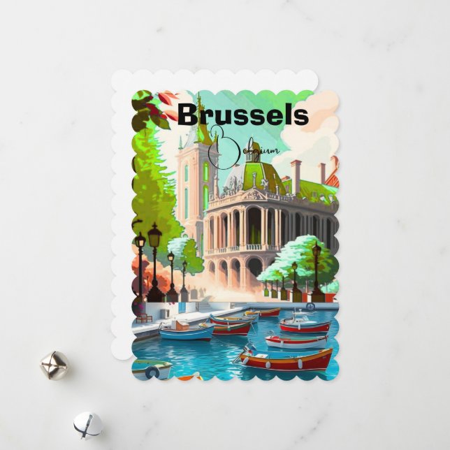 Brussels Travel Art postcard, Belgium Travel Art,  Holiday Card (Front/Back In Situ)