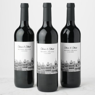 Brussels Wedding Belgium Personalised Wine Label